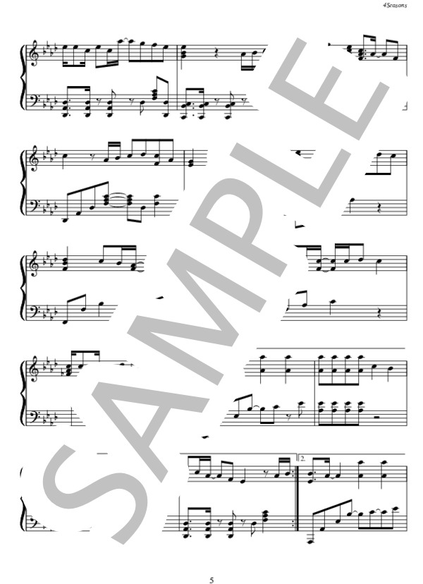 4 Seasons ピアノソロ (Sexy Zone) / 中〜上級 - サンプル譜面 5/5