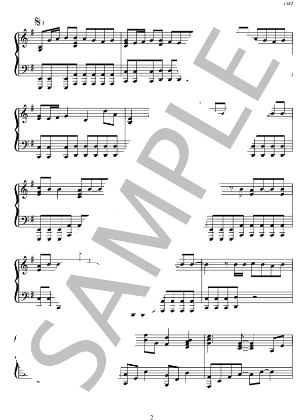 1582 (KAT-TUN ) / ピアノソロ 中〜上級 - サンプル譜面 2/5