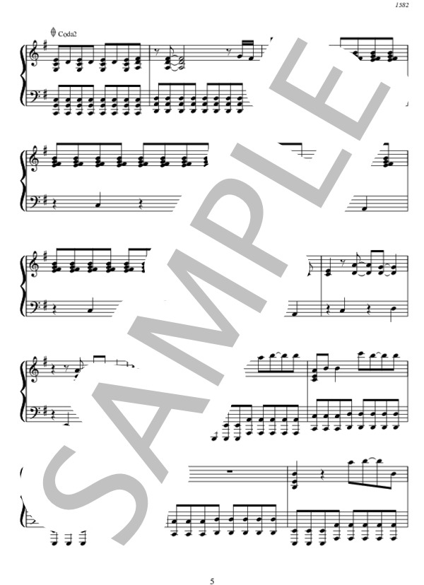 1582 (KAT-TUN ) / ピアノソロ 中〜上級 - サンプル譜面 5/5