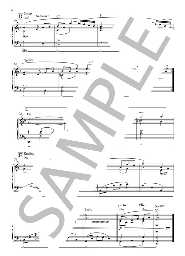 『恋祭』(1996) 由紀さおり (由紀 さおり) / ピアノソロ 中〜上級 - サンプル譜面 4/4