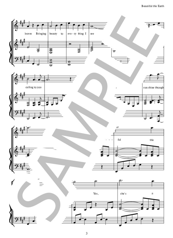 Beautiful this earth (DAISHI DANCE) / ピアノ弾き語り 中〜上級 - サンプル譜面 3/5