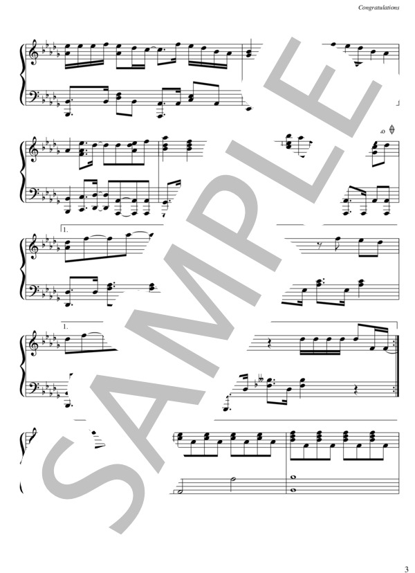 Congratulations (Sexy Zone) / ピアノソロ 中〜上級 - サンプル譜面 3/5