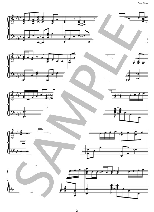 Dear Snow (嵐) / ピアノソロ 中〜上級 - サンプル譜面 2/5
