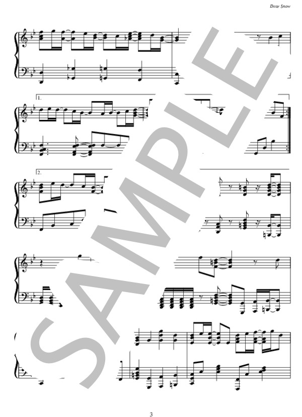 Dear Snow (嵐) / ピアノソロ 中〜上級 - サンプル譜面 3/5