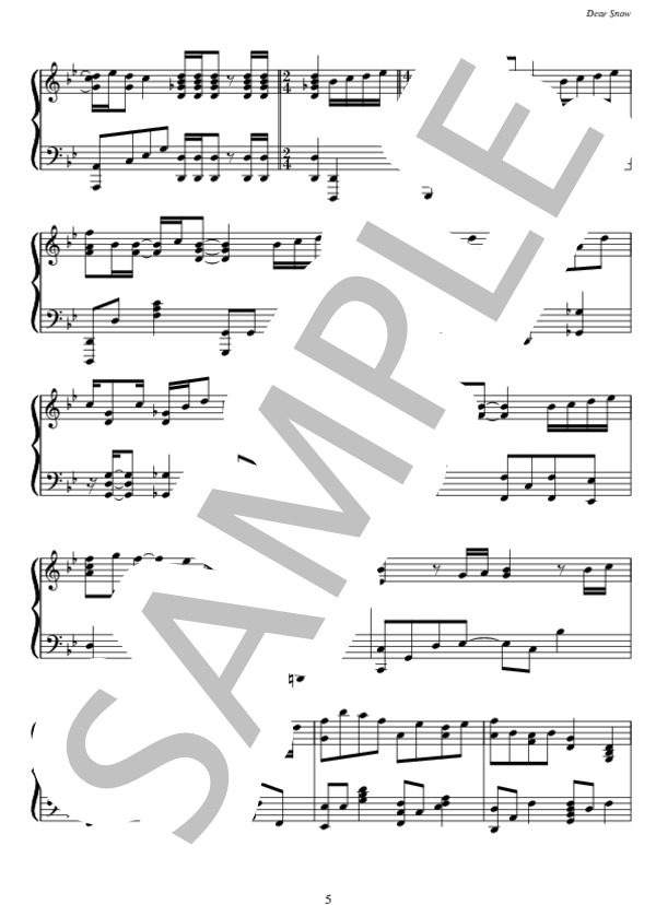 Dear Snow (嵐) / ピアノソロ 中〜上級 - サンプル譜面 5/5