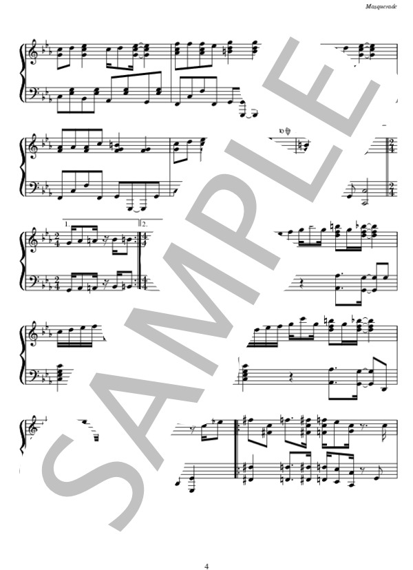 Masquerade (Hey! Say! JUMP) / ピアノソロ 上級 - サンプル譜面 4/5