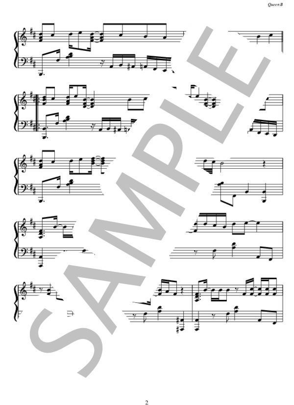 QUEEN B / BREATHE ピアノソロ / 中〜上級 - サンプル譜面 2/5