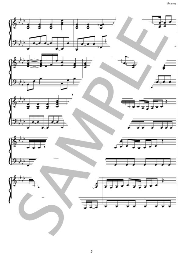 Re:pray (Aimer) / ピアノ弾き語り 中〜上級 - サンプル譜面 5/5