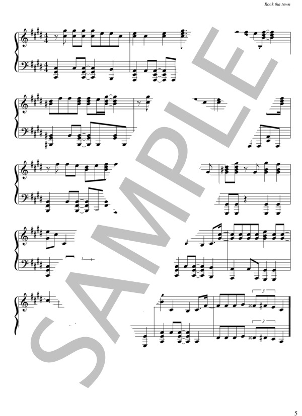 Rock tha town (Sexy Zone) / ピアノソロ 中〜上級 - サンプル譜面 5/5