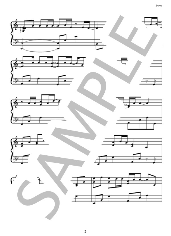 Starry (NEWS) / ピアノソロ 中級 - サンプル譜面 2/5