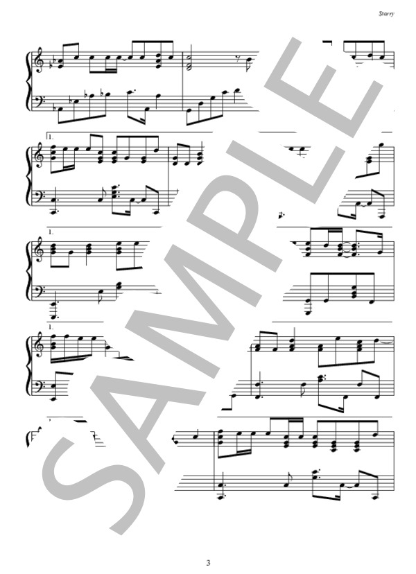 Starry (NEWS) / ピアノソロ 中級 - サンプル譜面 3/5