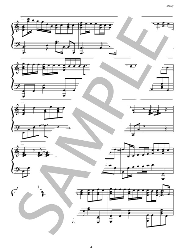 Starry (NEWS) / ピアノソロ 中級 - サンプル譜面 4/5
