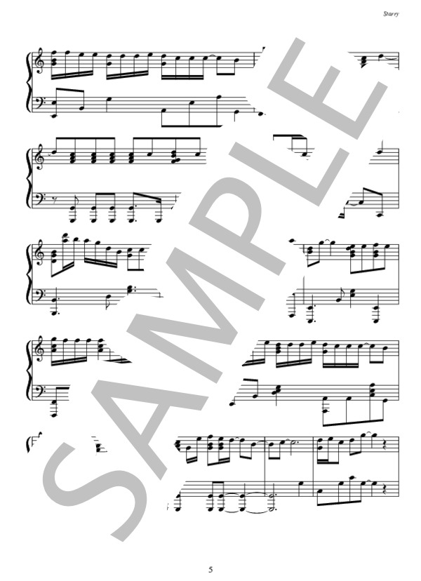 Starry (NEWS) / ピアノソロ 中級 - サンプル譜面 5/5