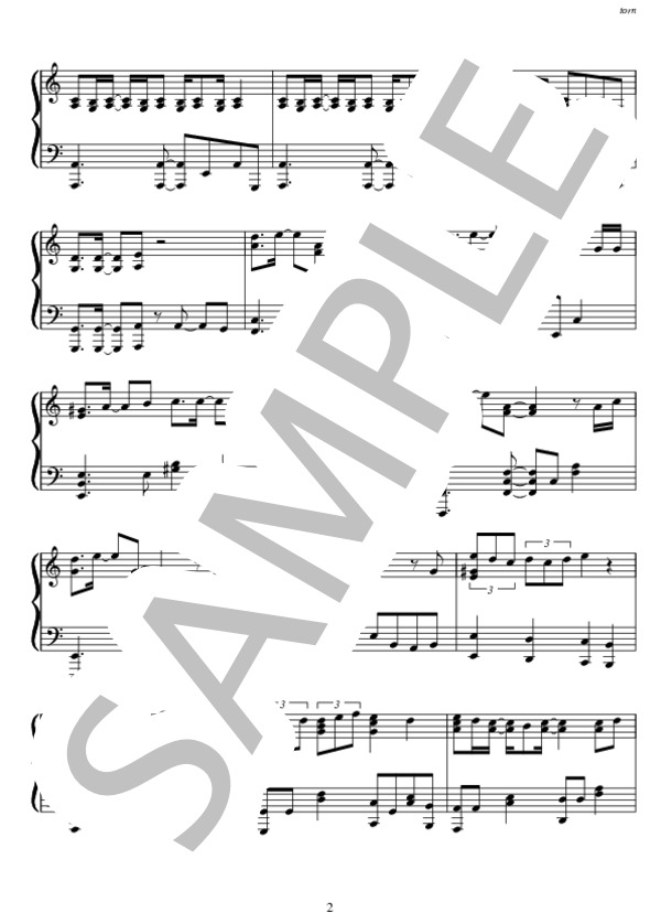 torn (関ジャニ∞) / ピアノソロ 中〜上級 - サンプル譜面 2/5