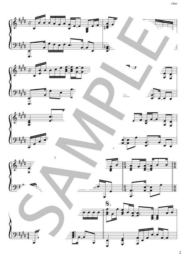 TWO (KAT-TUN ) / ピアノソロ 上級 - サンプル譜面 2/5