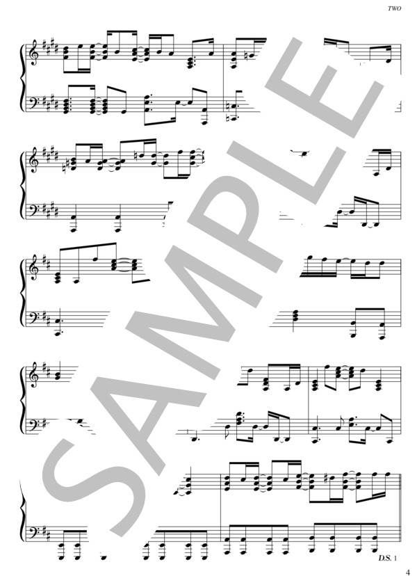 TWO (KAT-TUN ) / ピアノソロ 上級 - サンプル譜面 4/5