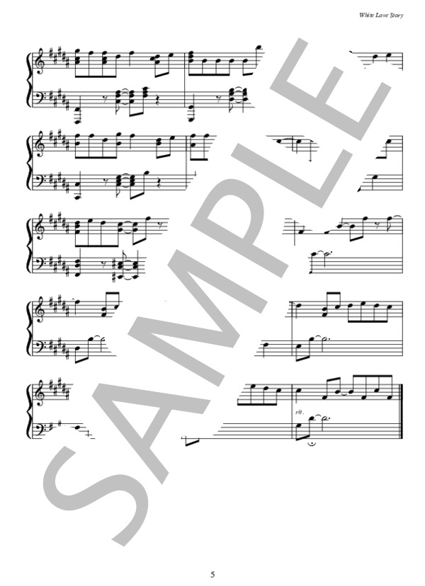 White Love Story (NEWS) / ピアノソロ 初〜中級 - サンプル譜面 5/5