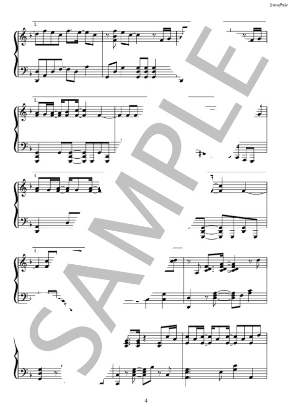 Snowflake (KAT-TUN ) / ピアノソロ 中〜上級 - サンプル譜面 4/5