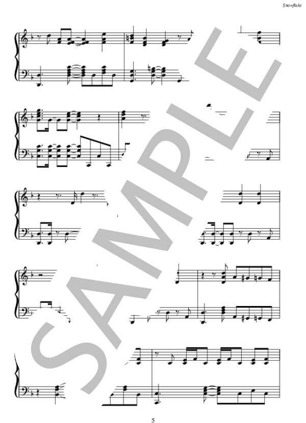 Snowflake (KAT-TUN ) / ピアノソロ 中〜上級 - サンプル譜面 5/5