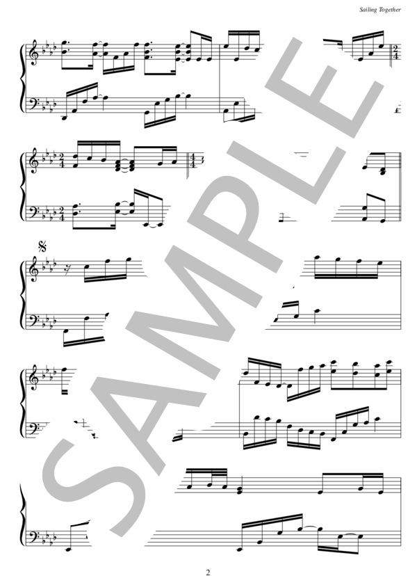 Sailing Together (STEVE・BARAKATT) / ピアノソロ 中級 - サンプル譜面 2/5