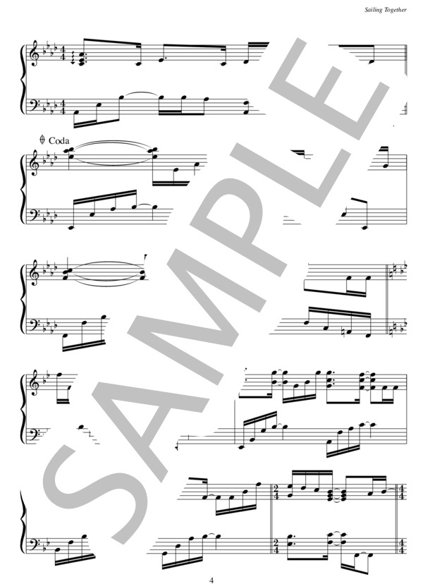 Sailing Together (STEVE・BARAKATT) / ピアノソロ 中級 - サンプル譜面 4/5