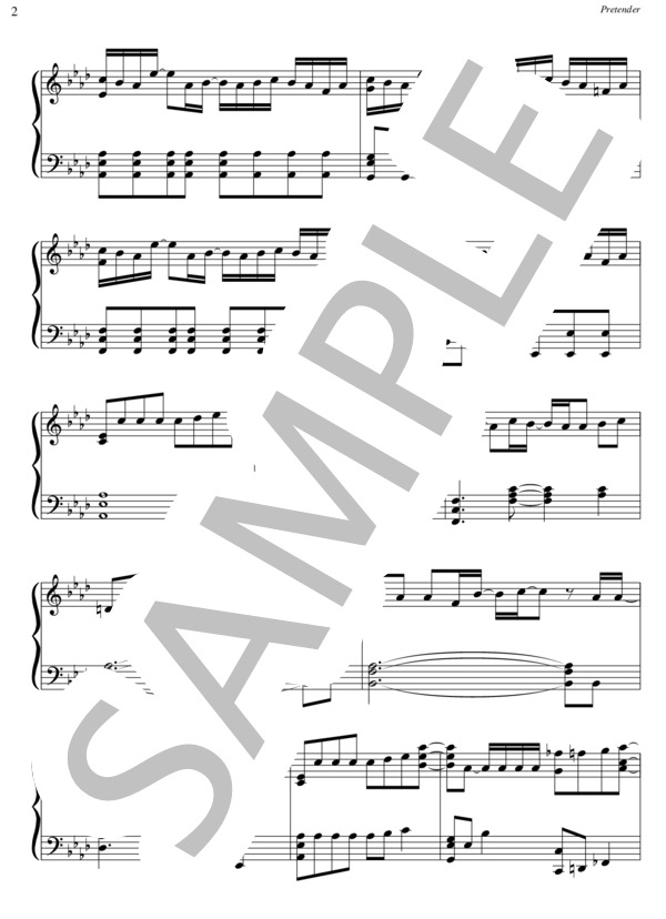 Pretender ピアノソロ楽譜 (Official髭男dism) / 上級 - サンプル譜面 2/5
