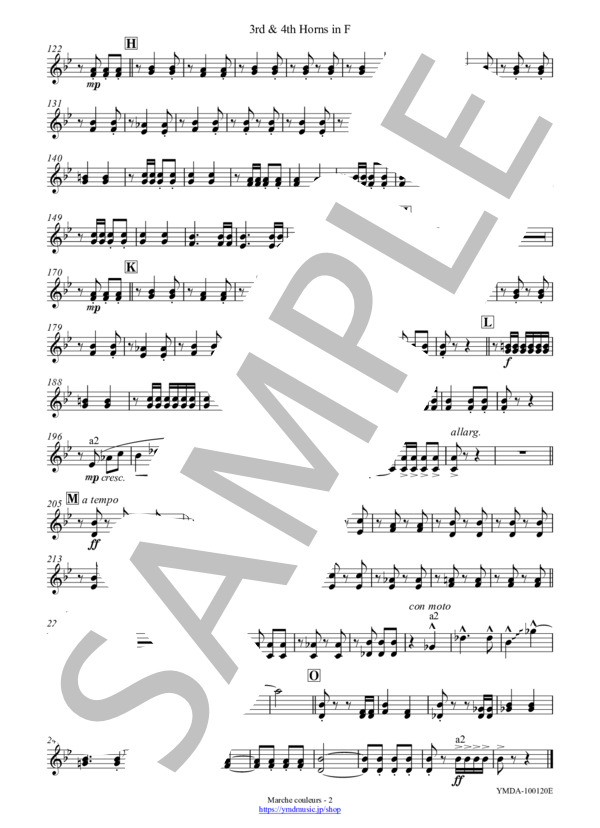 マルシュ・クルール[吹奏楽](3rd&4th Horn) (山田 悠人) / 吹奏楽パート 中級 - サンプル譜面 4/5