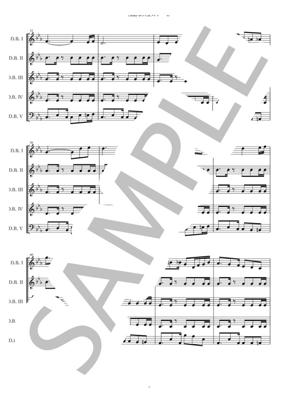 残酷な天使のテーゼ / コントラバス五重奏（スコア&パート） (高橋 洋子) / 中〜上級 - サンプル譜面 5/5