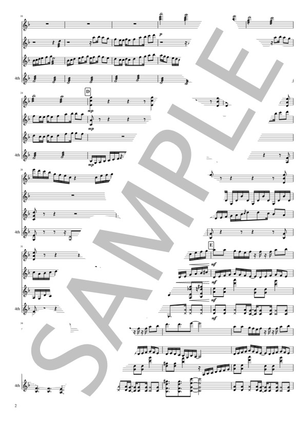 4-Plectrums for Mandolin Quartet (吉田 大将) / マンドリン 上級 - サンプル譜面 2/4