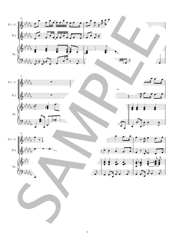 白日(Fl1&Fl2&Pf) (King Gnu) / フルート 中〜上級 - サンプル譜面 4/5