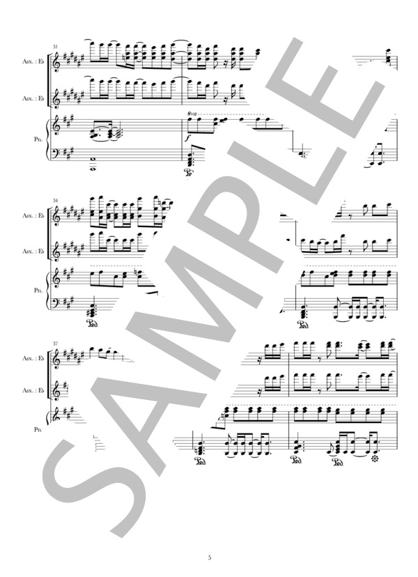 I LOVE ...(Asx&Pf) (Official髭男dism) / アルトサックス 中〜上級 - サンプル譜面 5/5