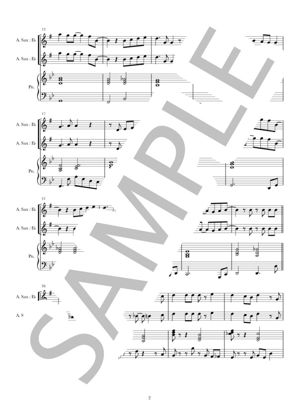 パラボラ(As&Pf) (Official髭男dism) / アンサンブルピアノ＋他楽器 中〜上級 - サンプル譜面 2/5