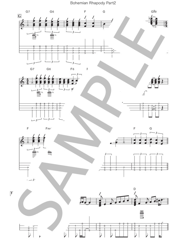 BOHEMIAN RHAPSODY(後半） (Queen) / ウクレレソロ 上級 - サンプル譜面 4/5