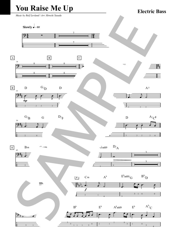 You Raise Me Up (Bass) (SECRET GARDEN) / エレキベース 入門 - サンプル譜面 1/2