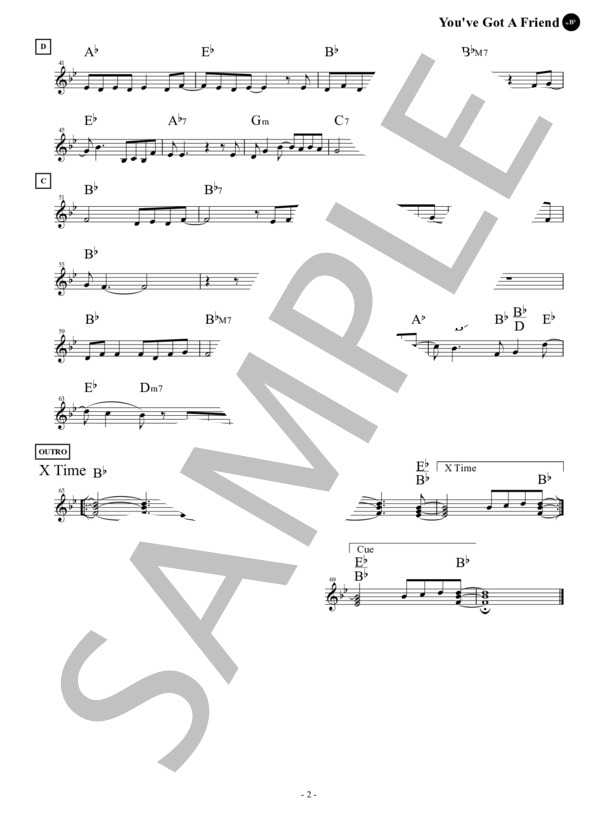 You've got a Friend (Key=Ab) in B♭ / ユーヴ・ゴット・ア・フレンド / ファンク＆ソウル・スタンダード・ライブラリ (Sheet Music) (ダニー・ハサウェイ) / テナーサックス 初〜中級 - サンプル譜面 2/2