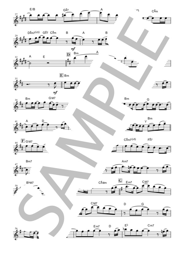 炎 HOMURA  /  LiSA Soloフルートとピアノのための ※コードネーム付き ※フルコーラス 原調 / アンサンブルピアノ＋他楽器 中級 - サンプル譜面 2/5