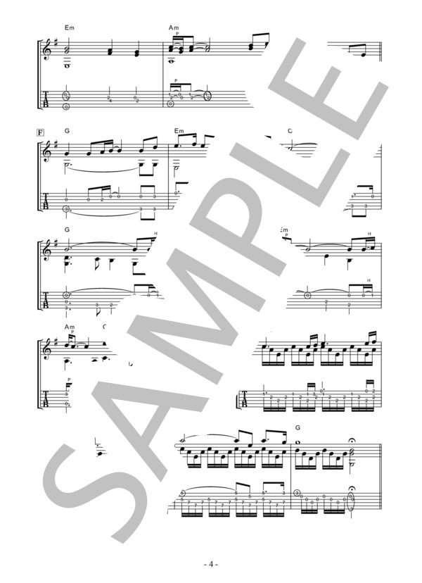 シルクロードのテーマ（絲綢之路) 喜多郎 【ソロギター・中級・タブ譜併記】 / ギターソロ 中級 - サンプル譜面 5/5