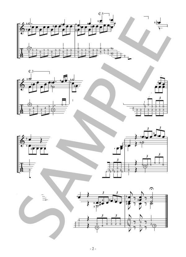 ピアノソナタ第8番作品13「悲愴」 ルートヴィヒ・ヴァン・ベートーヴェン【ソロギター・初級・タブ譜併記】 / ギターソロ 入門〜初級 - サンプル譜面 3/4