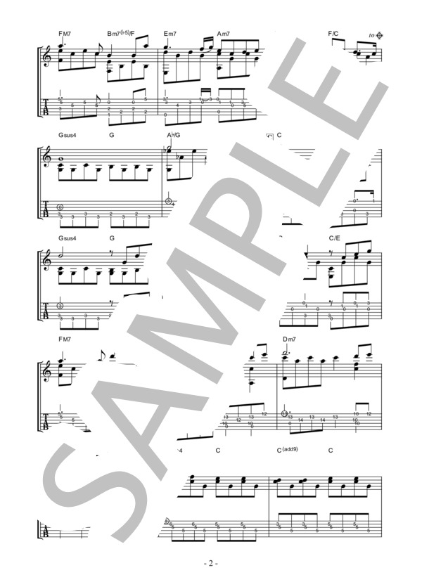 WITH ONE WISH 葉加瀬 太郎【ソロギター・中級・タブ譜併記】 / ギターソロ 中級 - サンプル譜面 3/5