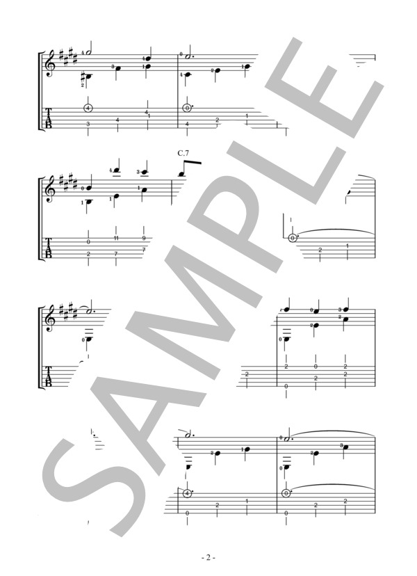 ノクターン（夜想曲) 第2番ホ長調作品9-2 フレデリック・フランソワ・ショパン【ソロギター・初級・タブ譜併記】 (フレデリック・ショパン) / ギターソロ 入門〜初級 - サンプル譜面 3/5