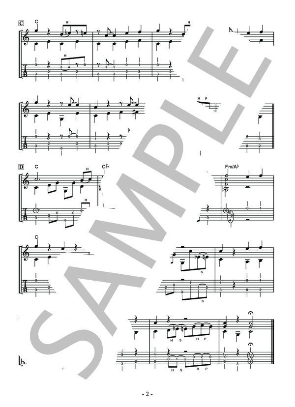 聖者の行進【ソロギター・中級・タブ譜併記】 (黒人霊歌) / ギターソロ 中級 - サンプル譜面 3/4