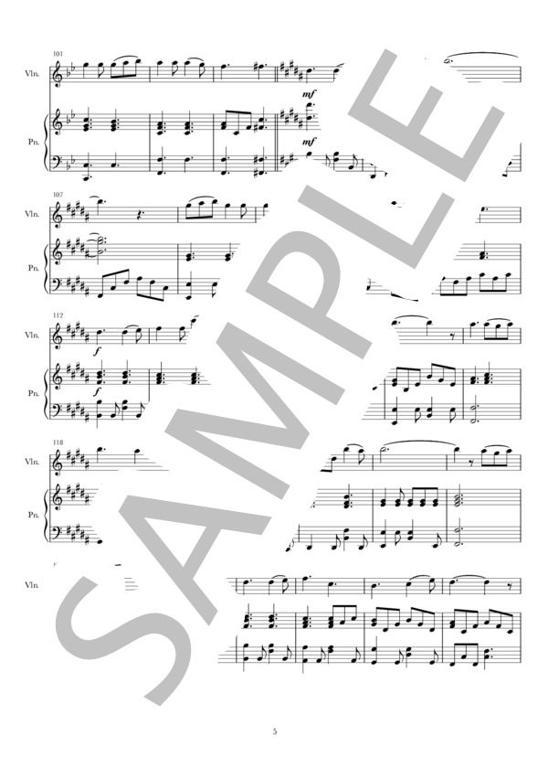 世界中の隣人よ (乃木坂46) / ヴァイオリン 中級 - サンプル譜面 5/5