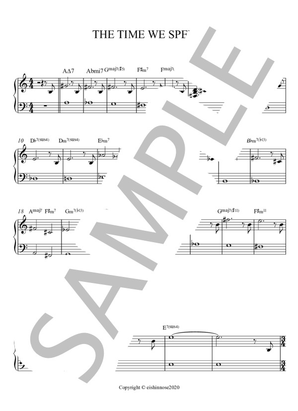 THE TIME WE SPENT (Eishin Nose) / ピアノソロ 入門 - サンプル譜面 1/2