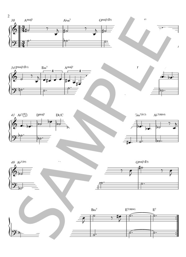 THE TIME WE SPENT (Eishin Nose) / ピアノソロ 入門 - サンプル譜面 2/2