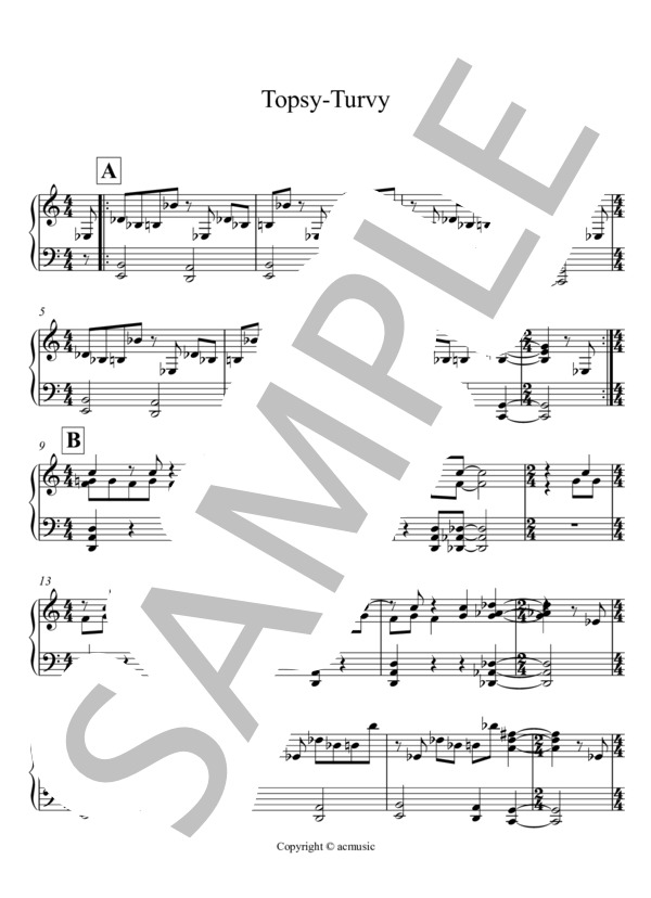 Topsy-Turvy (Eishin Nose) / ピアノソロ 入門 - サンプル譜面 1/2