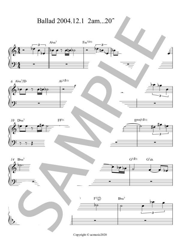 Ballad 2004 (Eishin Nose) / ピアノソロ 入門 - サンプル譜面 1/2