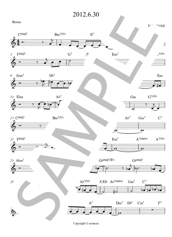 Bossa2012 (Eishin Nose) / ピアノソロ 入門 - サンプル譜面 1/2