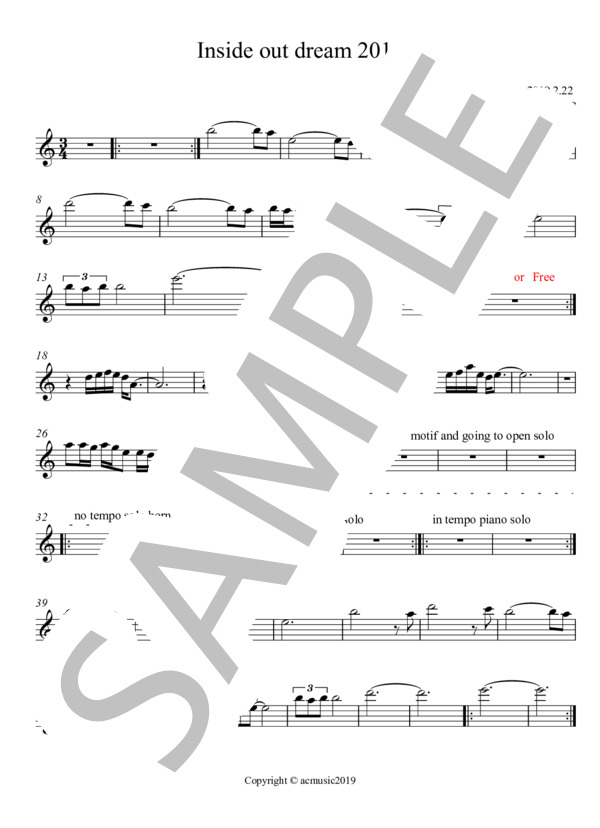 inside out dream 2019 (Eishin Nose) / ピアノソロ 入門 - サンプル譜面 1/1