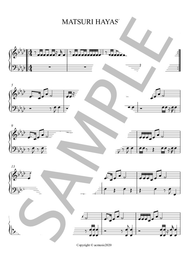 MatsuriByashi (Eishin Nose) / ピアノソロ 入門 - サンプル譜面 1/3