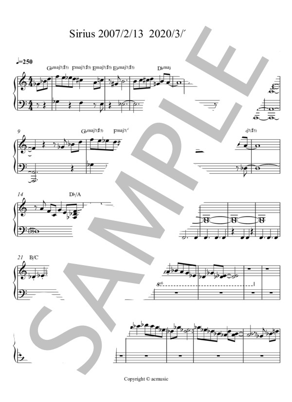 Sirius (Eishin Nose) / ピアノソロ 入門 - サンプル譜面 1/2